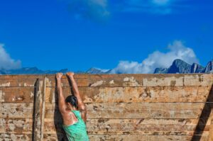 runner at the wall